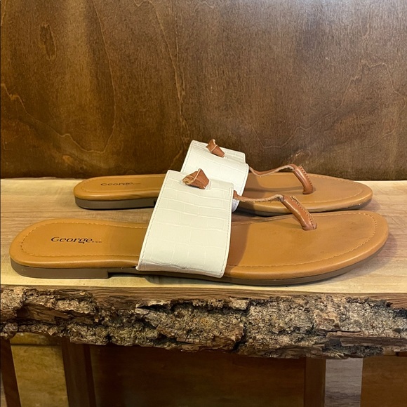 George White and Tan Sandals - Picture 5 of 6